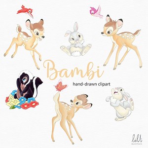 Bambi and Friends Clipart, Bambi Hand-drawn PNG Illustrations, Bambi Clipart, Life in the Woods Clipart, L040 - Etsy