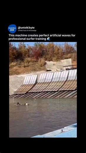 Untold Facts & Knowledge on Instagram: "What looks like a controlled splash is actually a finely tuned fluid-dynamics system. 🌊 These artificial wave machines are engineered to replicate the timing, shape, and power of real ocean waves specifically for surfer training. 🏄‍♂️ By releasing large volumes of water through shaped chambers, the system controls wave height, speed, and curl with extreme precision. ⚙️ This allows surfers to practice their technique repeatedly without the randomness of u