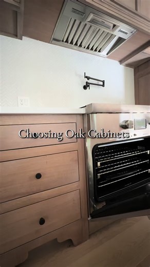 Considering oak cabinetry for your kitchen? Here are a few expert design tips to help you achieve a timeless, elevated look: \t1.\tChoose white oak for a clean, modern aesthetic \t2.\tStick to natural or matte finishes to highlight the wood’s texture \t3.\tPair painted uppers with oak lowers for added visual interest \t4.\tSelect bold, high-quality hardware to complete the look Oak cabinetry is a versatile choice that blends warmth with sophistication. For more inspiration, follow along as we sh