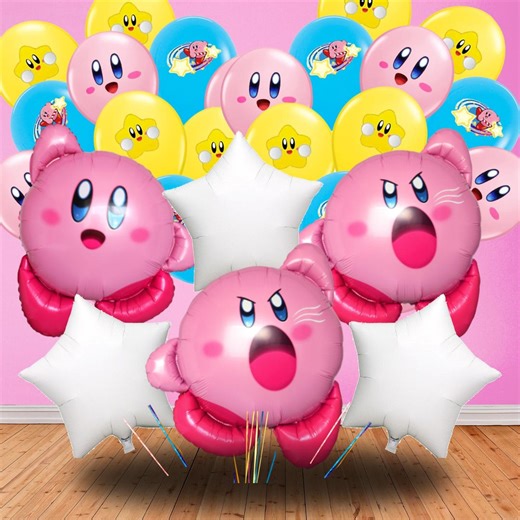 Kirby Star Toy Bouquet Latex Foil Balloons for Theme Party Decoration Centerpiece Happy Birthday Supplies Baby Shower Boy Girl Idea - Etsy