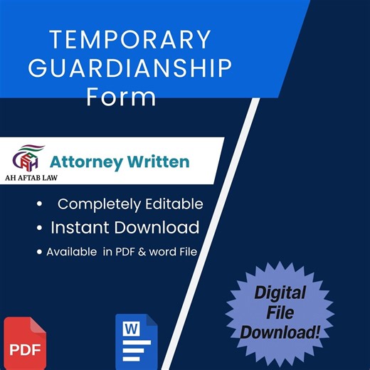 Temporary Guardianship Agreement Form Printable | Child Care Legal Document - Etsy