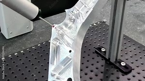 Automatic coordinate measurement machine (CMM) for inspection high precision part during working Stock Video