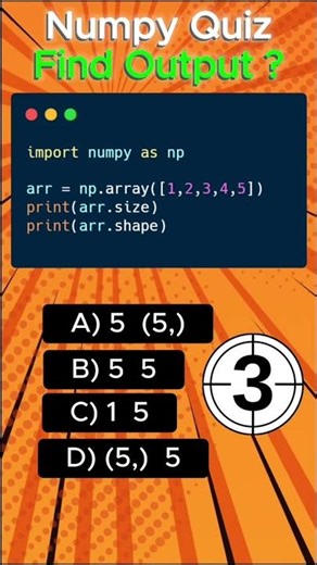 Python NumPy Quiz | What Will Be the Size and Shape? 🤔 #shorts