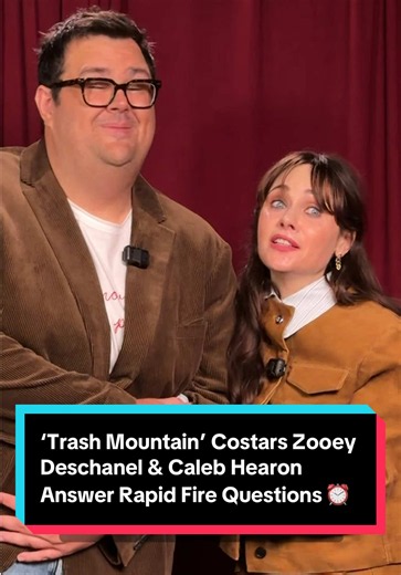 #ZooeyDeschanel and #CalebHearon, the duo we didn't know we needed. 😂 The #TrashMountain costars Zooey answered some burning questions while at #TIFF.
