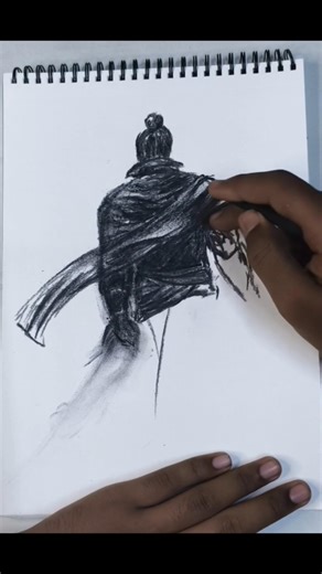 Draw A Ninja In Charcoal #drawing #viralreels #charcoal #artwork