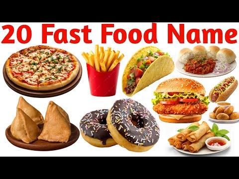 फास्ट फूड के नाम | Learn 20 Fast Food Names in English for Kids with Pictures & Sounds Easy