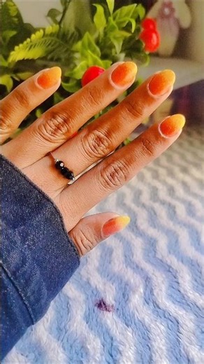 Simple Orange 🧡 and Yellow 💛 Nail Art