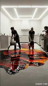 From Dull to STUNNING 🔥 Lava Kitchen Floor That's Absolutely Insane #epoxy