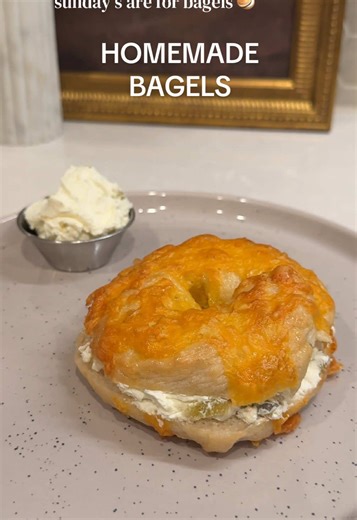 Homemade Cheddar Bagels with Jalapeño Cream Cheese