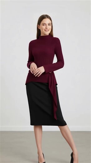 Women's Stand Collar Waist Cinched Bodycon Midi Dress, Simple Flare Sleeve, Elegant Casual Wear, Perfect for Daily