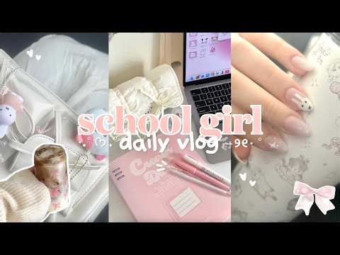 school girl vlog 🎀 daily life as an introvert, studying & being productive, morning & night routine
