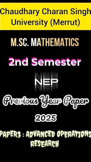 M.Sc. Advanced Operations Research #exam #pyqs