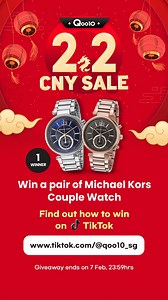 Thinking of someone this V-day♡︎ We got you! Get these and more at Qoo10 2.2 Sale, happening now! Head over to our Qoo10 TikTok to participate in our giveaway! https://www.tiktok.com/@ qoo10_sg Giveaway ends on 7 Feb at 23:59hrs! ⏰ #MichaelKorsCoupleWatches #CoupleGoals #qoo10 #giveaway | Qoo10 | Facebook