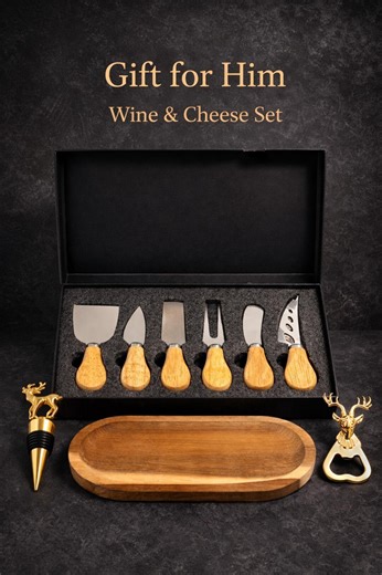 Housewarming Gift, New Home Gift, Cheese Board Gift Set, Wine Accessories Gift, Gift for Couple, Charcuterie Board Set - Etsy