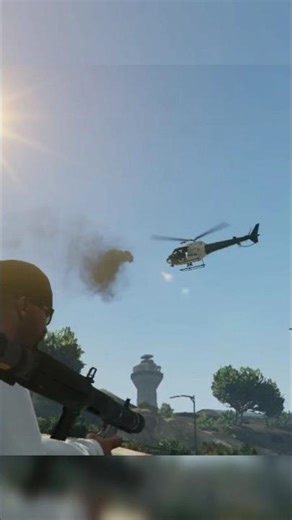 GTA 5 | Franklin's RPG Fire Police Helicopter Crash Down 🚁💥 | Shorts