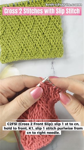 Slipped Stitch Crossing #knitting #knittingpattern #knitstitch #knittingtutorial #slipstitch