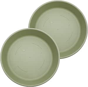 The HC Companies 14 Inch Classic Round Plant Saucer, Lightweight UV-Resistant Plastic Outdoor & Indoor Flower Pot Tray, 2-Pack Plant Pot Trays for Garden & Home Decor, Seafoam