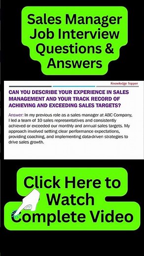 Sales Manager Interview Questions and Answers | Sales Interview Questions and Answers
