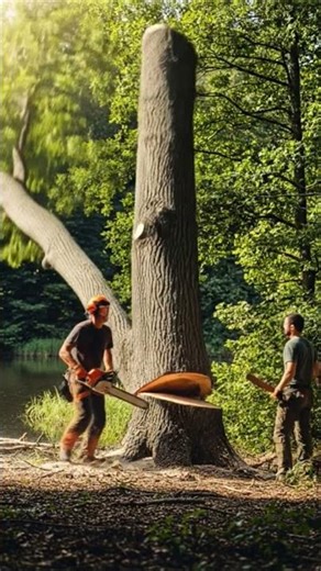 woodcutter cutting old large tree in forest#treecutting #treetrimming#treeexperts #woodworking#wood
