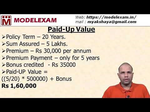 Insurance - Paid Up Value - Formula & Calculation