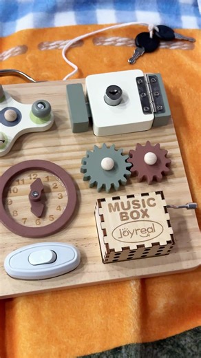 Wooden busy board… absolutely in love with it💘#busyboard #joyrealtoys #momsoftiktok #firsttimemom #springsale