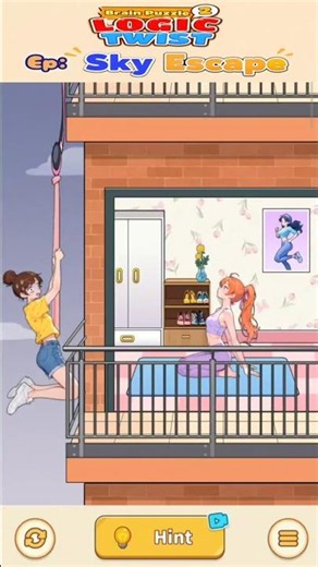 Brain Puzzle 2: Logic Twist — Sky Escape Level Walkthrough! Help her escape downstairs.