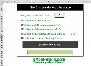 Générateur de mot de passe Excel [2025] | Excel-Malin.com