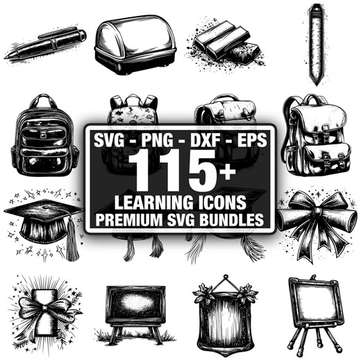 110+ Learning Icons Bundle, Education School Symbols, Instant Download Png, Dxf, Eps, Svg - Etsy