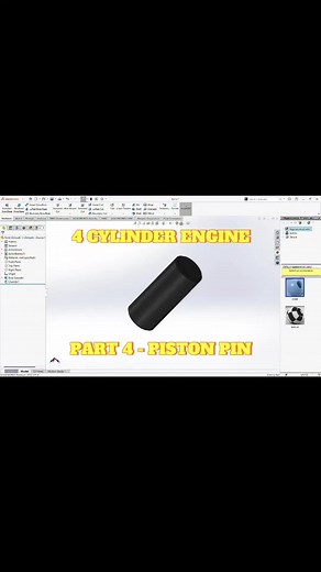 Solidworks | 4 Cylinder Engine | Piston Pin (Part 4) #3d #solidworks #engineering #cad #mechanic #machine #fyp #mechanical #solidworks