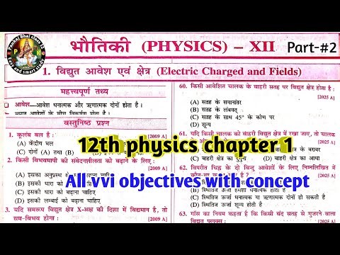 Class 12 physics Chapter 1 vvi objective question / electric charge and field objective part 2