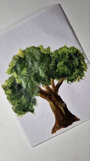 realistic tree painting🌳 #acrylicpainting #paintingtutorial #shorts