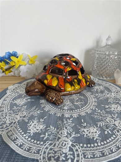 Vintage Ceramic Turtle Candle Holder Large Glazed Turtle Lantern Boho Retro Decor - Etsy