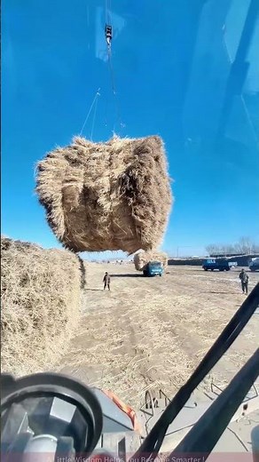 Power of Agricultural Machinery: The Process of Lifting a Giant Hay Bale