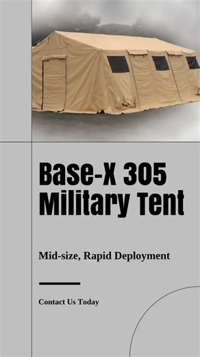 The Base-X 305 tent offers dependable shelter designed for quick deployment and versatile use. With a clear span of 18 feet and six entry points, it can comfortably support up to 20 personnel. Ideal for command centers, medical stations, or emergency response sites, this tent balances space and portability. Each unit is refurbished to military standards, including the original frame, liner, floor, and repair kit. Setup requires just four people and takes between eight to sixteen minutes. Whether