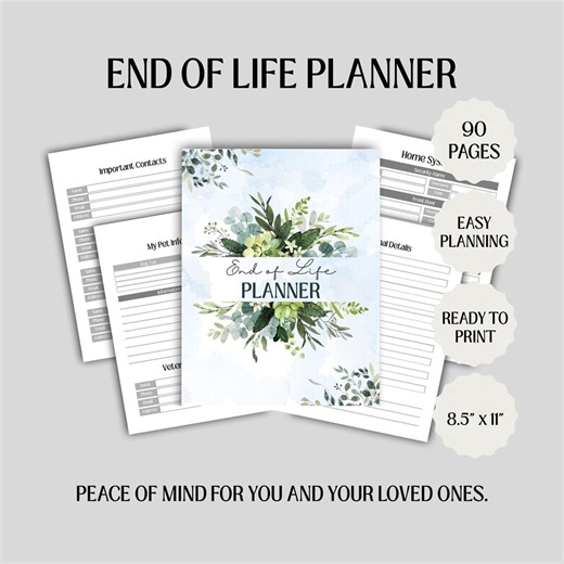 End of Life Planner, Emergency Planner, Funeral Planner, Legacy Journal, Personal Planner Template Digital Download - Etsy