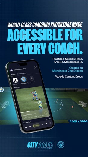 Introducing CityCoach - our new coaching content platform ⚽️ Based on the Manchester City methodology, CityCoach gives coaches access to the knowledge, practices and philosophy behind how we develop players at every level 👏 ✔️ Video practices and ready-to-use session plans ✔️ Exclusive articles & masterclasses from City experts ✔️ Fresh content added regularly Available to download now on the Coachbetter app 📲 | Manchester City