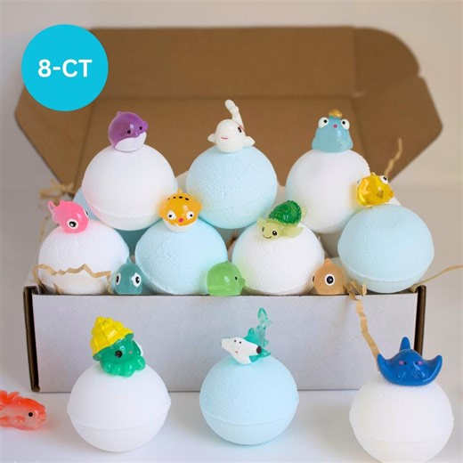 Organic Kids Bath Bombs: Sea Creature Toy Surprise - Gift Box - Etsy