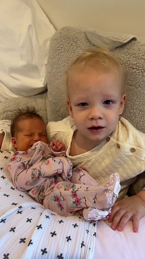 “And he gonna be happy with no skin?” 😂 #siblings #bigbrother #littlesister #newborn