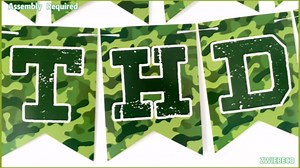 Zwiebeco Camouflage Happy Birthday Party Decoration Green Camo Banner Hanging Paper Bunting Garland Sign for Boys Kids Mens Adults Aoldier Military Themed Accessories Supplies