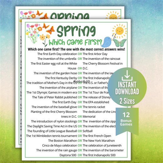 Spring Which Came First Trivia Game,printable Spring Game for Kids & Adults,classroom Spring Activity,spring Party Idea,ideas for Teachers - Etsy