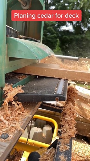 Planing some cedar deck boards#woodworking #fyp #planer #satisfying #wood | offthecoastofficial