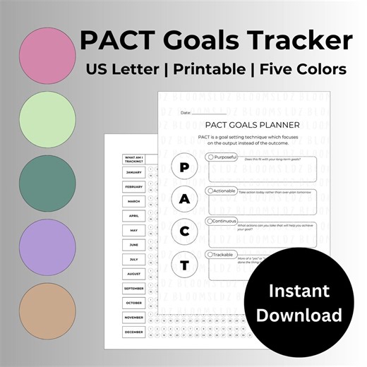 PACT Goal Tracker Printable | Growth Planner (PDF) - Etsy