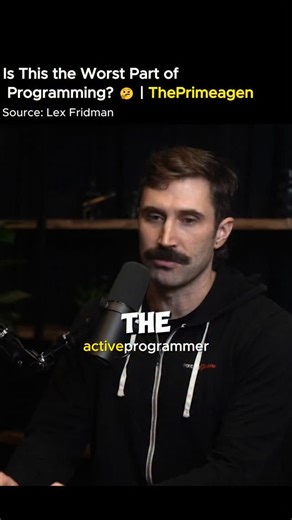 Technology |Business |AI on Instagram: "The worst part about programming? When you know everything—the code, the process, the outcome. It’s just about speed, not creativity. Can programming feel like a factory line to you too? Share your thoughts below! ⬇️ FOLLOW @activeprogrammer to learn something new every day! #programmingstruggles #developerlife #codingjourney #techthoughts #softwareengineering 📹: @lexfridman 🗣️: @theprimeagen"