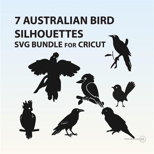 Australian Bird Silhouette SVG Bundle | 7 Cut Files - Etsy