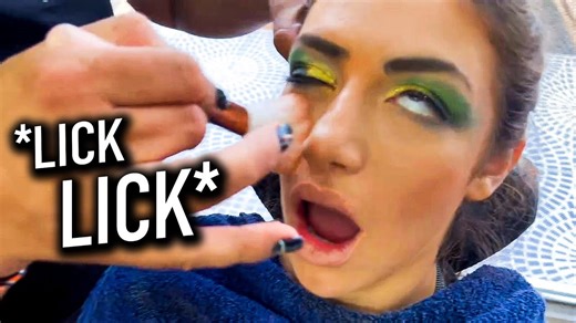 Gross makeup techniques involve blending with actual saliva