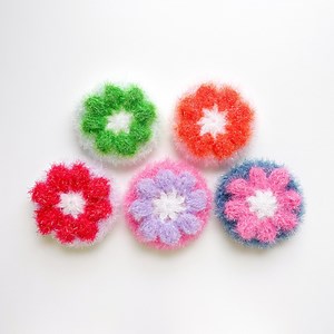 Crochet Dish Scrubbie: Bun Shape With Flower, Reusable Kitchen Scrubber - Etsy