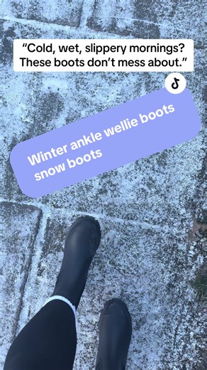 Winter ankle wellies designed for snow, frost and icy weather. These weatherproof winter boots are perfect for school runs, dog walks and everyday wear, offering slip-on comfort with reliable grip on wet and slippery surfaces. Ideal for anyone searching for winter boots, ankle wellington boots, and waterproof footwear for cold, wet conditions. #winterboots #ankleboots #nonslip #tiktokmademebuylt
