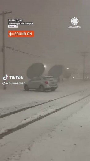 That’s thundersnow! Rare thundersnow broke out in Buffalo during a powerful lake-effect snow squall, leading to near whiteout conditions.