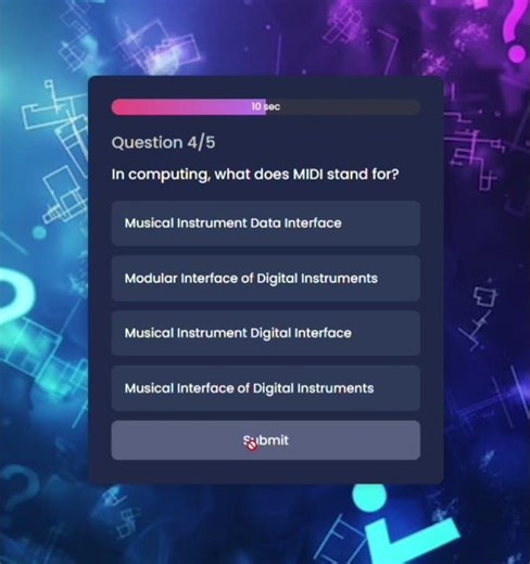 Quiz Application Project Using HTML, CSS, Javascript