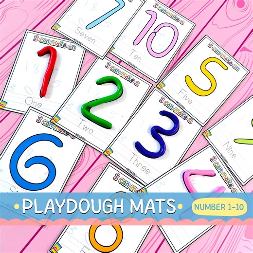 Number Play Dough Mats 1–10 Printable | Counting Playdough Activity for Toddlers - Etsy
